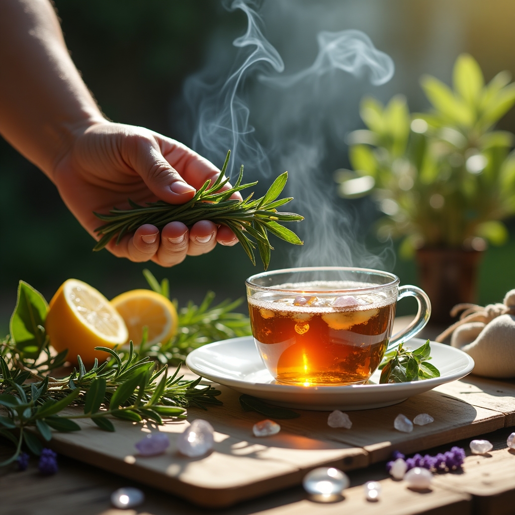 Purificare con Erbe e Cristalli: guida quotidiana a fumi, tisane e acque lunari