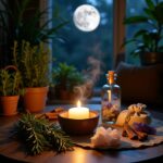 Luna gibbosa in Sagittario: rituali semplici con erbe e cristalli per bastarti e schermarti da invidia e colleghe tossiche