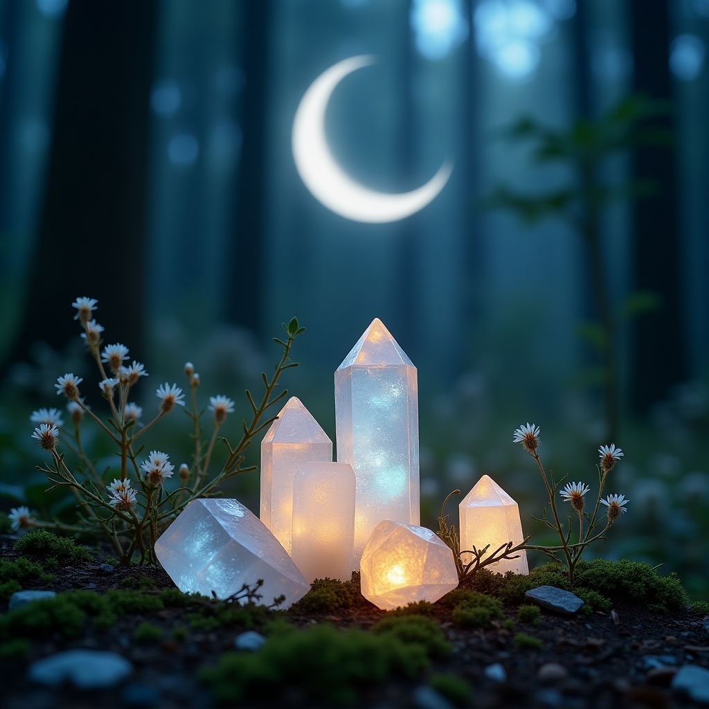 Cristalli e Erbe Magiche: La Saggezza della Pietra di Luna